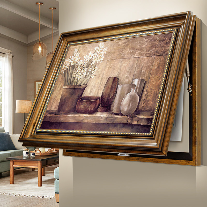 免打孔美式电f表箱装饰画推拉弱电总开关电源遮挡配电箱画欧式挂