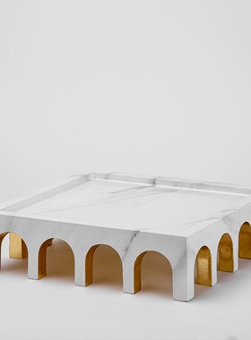 拱门建筑托盘创意白色艺术摆件 家居餐桌果盘树S脂工艺品家居装饰