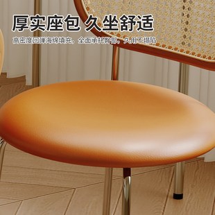 餐椅家用中古风藤编餐桌椅休闲复古客厅软包餐R凳民宿餐厅靠背椅