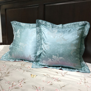 60x60床头靠垫套 全棉贡缎提花靠背H垫抱枕套 沙发大靠枕套一对装