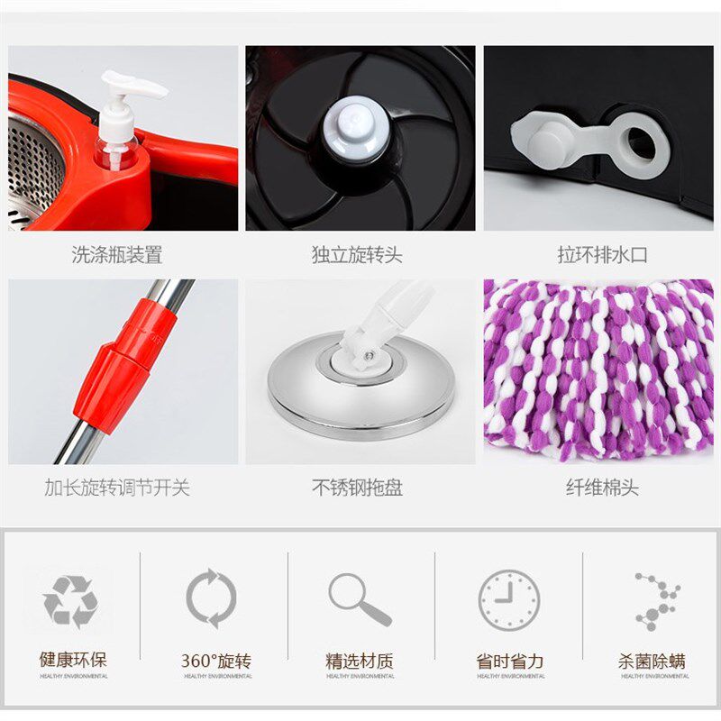 拖把旋转托地擦地神器通家用夹固式扦把脱吧实木地.板干湿两用