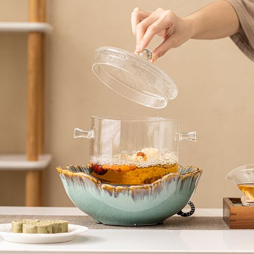 围炉煮茶器电陶h炉陶瓷煮茶壶+烧烤网家用室内烤茶烤红薯器具全套