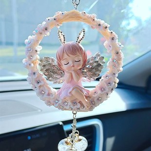 汽车挂件女创意车内n装饰前脸挂件镶水钻安妮守护天使翅膀汽车挂