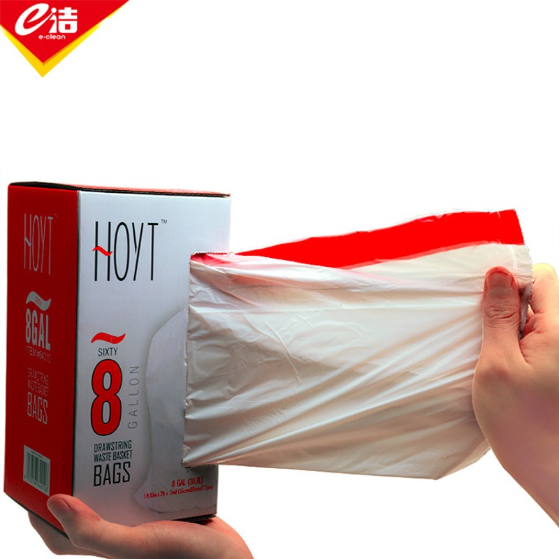 e洁自动收口抽绳加厚手r提式垃圾袋厨房家用塑料袋加大号环保包邮