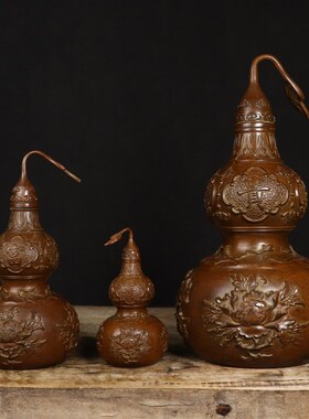 纯铜葫芦仿g古铜制富贵吉祥紫铜葫芦富贵玉堂摆件