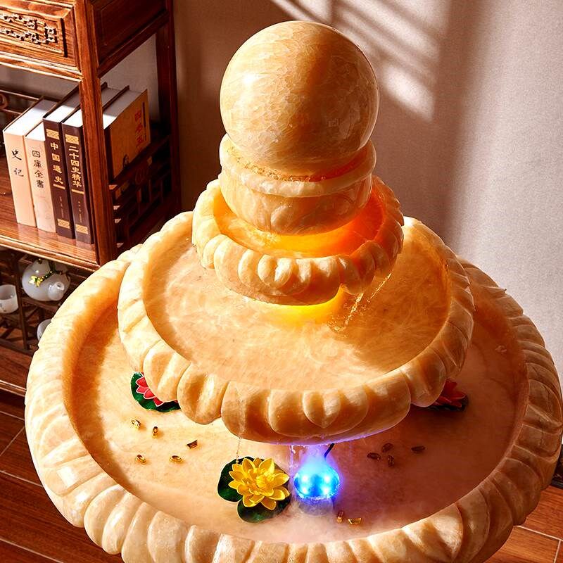 透光石头假山流水喷泉摆件客z厅落地家居办公室装饰开业礼品