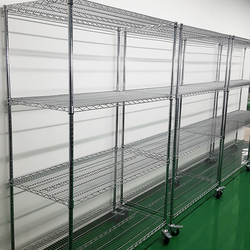 不锈钢色货架镀铬碳钢多层架冷库车间物料架落地收纳X架带轮置物