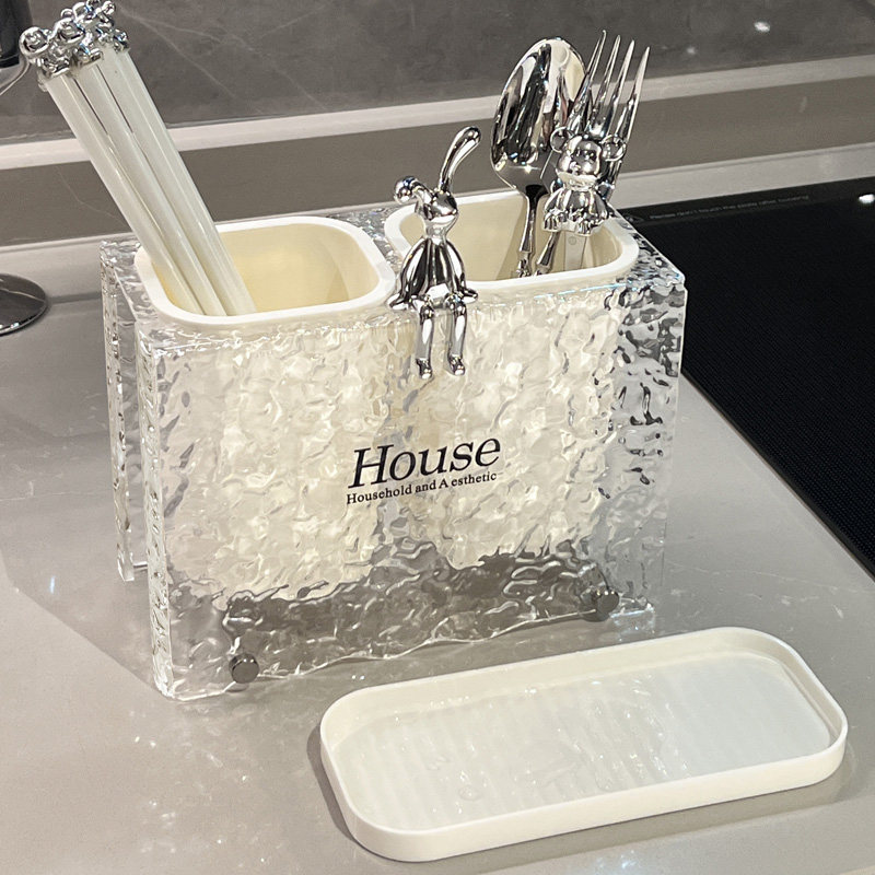 轻奢筷子置物架壁挂家用筷子筒厨房勺子叉沥水收纳X盒筷子篓筷笼