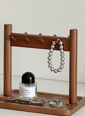 首饰展示架道具装饰品q杂物钥匙收纳玄关桌面摆件置物架实木托盘
