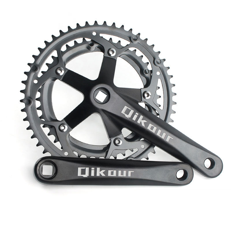 公路车折叠车双盘牙盘42Ts 52T 2片式齿片配曲柄 52t变速牙盘银色