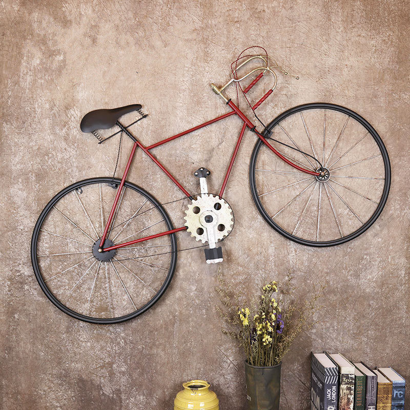工业风复古铁艺壁挂自行车挂件酒A吧烧烤店餐厅店面创意墙壁装饰