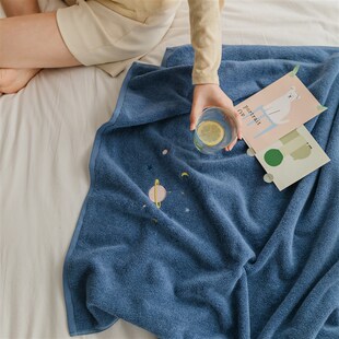 纯棉情侣插画宇宙吸水浴巾v洗澡裹胸加厚柔软家用擦身男女大毛巾