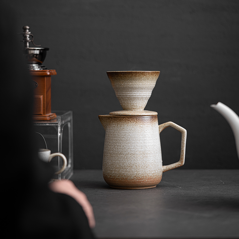 陶瓷咖啡壶过滤器粗陶窑变V60滴漏手G冲壶分享壶套装咖啡滤杯美式