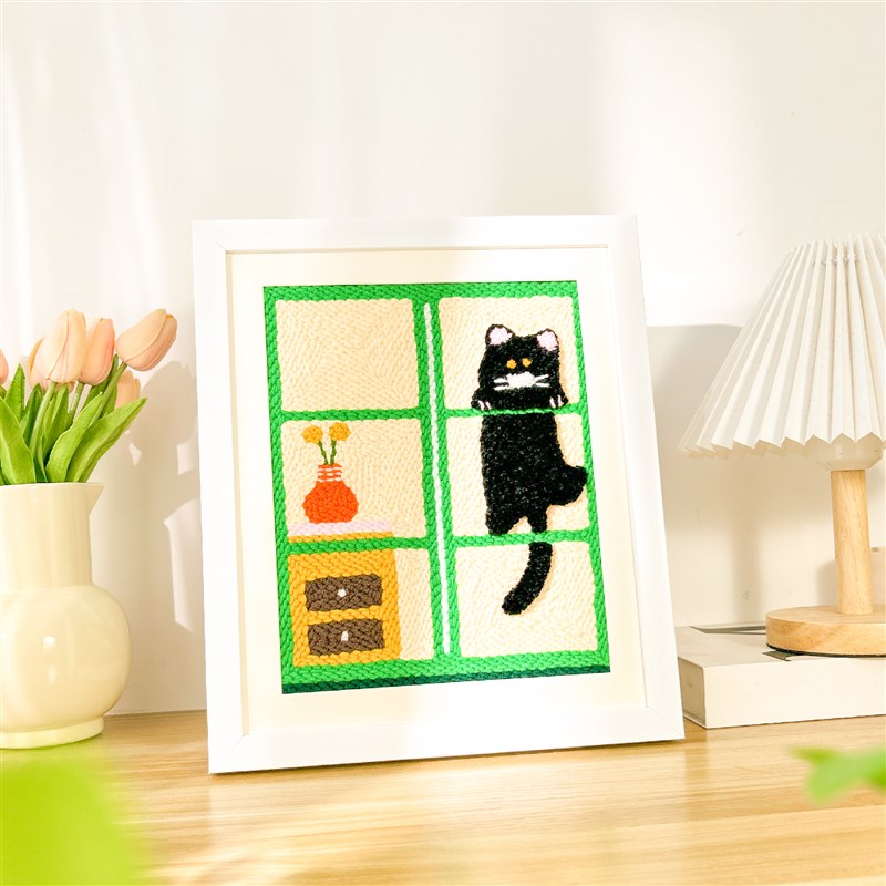 戳戳绣手工绣diy毛p线画ins可爱猫狗立体刺绣礼物家居装饰画新手图片
