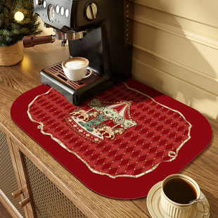 塞拉斯蒂娅法式复古木马耶诞新年厨房台面沥水垫洗手U台防滑吸水