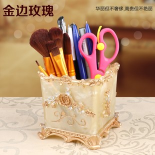 欧式高档树脂化妆刷o收纳筒韩国创意礼品时尚摆件化妆笔收纳笔筒