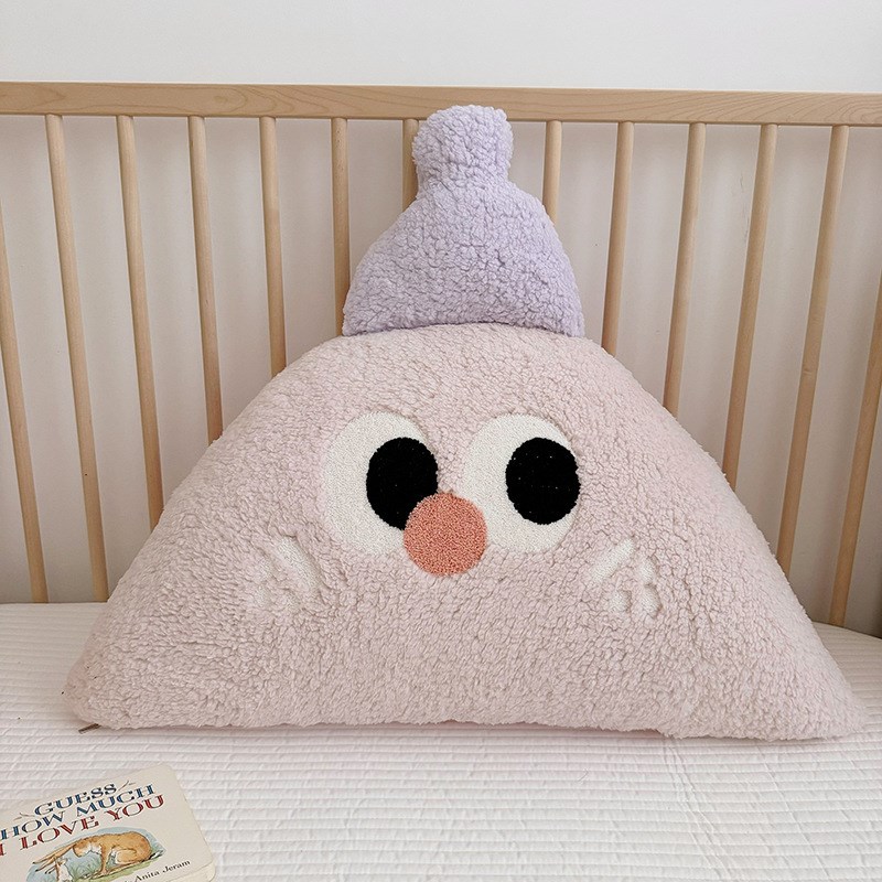 ins韩版可爱羊羔绒半圆靠枕儿童房粉色儿童O床头靠垫双人床靠背垫