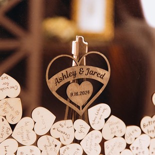 复古欧式婚礼g庆爱心签名签到框签名册创意宾客留言簿摆件互动神