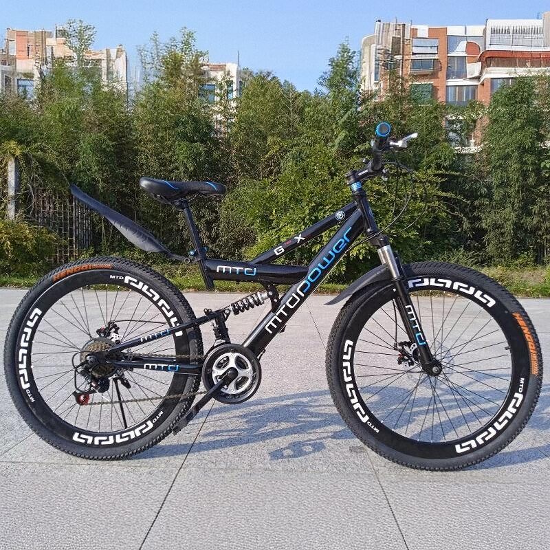 前后双减震双碟刹山地车带后座可带人变速山M地自行车男女式26单