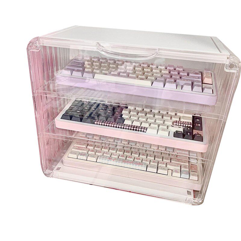 键盘收纳盒机械键盘透明防尘多层展示架桌面M收藏柜子电脑配件整