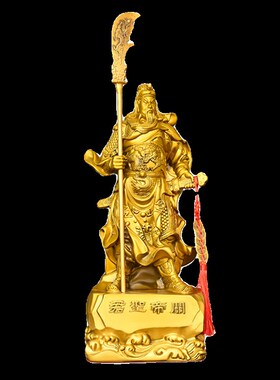 关公摆件全铜武财神立刀背剑关公眯眼关二M爷铜像神像大号公司开