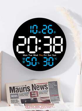 简约客厅挂钟电子多功能家用时钟带温度湿度静音钟表5501