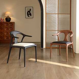 鸭嘴椅 中古风茶椅主人椅法式复古2025新款椅子家用实木餐厅餐椅