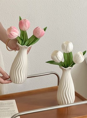 速发花瓶金件客厅插花郁摆香花白色韩系陶瓷花瓶玄关饰装摆件