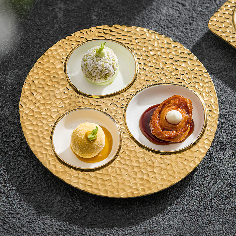 速发优格木纹格条陶分餐盘三线盘瓷格盘高端轻奢盘子菜盘家用2025