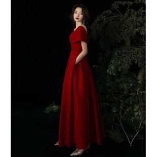 速发敬酒酒新娘冬季 平时可穿礼婚连衣裙服红色结婚晚订服裙回门冬