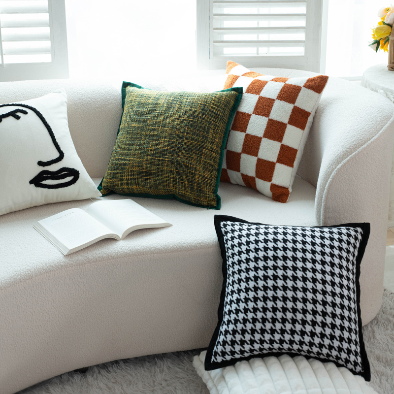 速发小清新厅园风感色抱枕沙发客田高级黑靠垫靠枕床头靠背