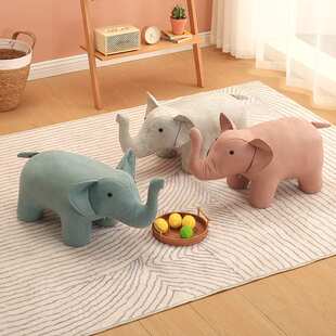 儿童动物凳子家用大象小牛矮凳创意坐凳卡通可爱小凳子客厅换鞋凳