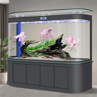 智能家用一体成型玻璃鱼缸带柜子客厅大型底滤生态水族箱 2025新款