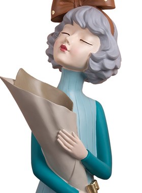 蝴蝶结手捧花女孩摆件北欧轻奢风客厅电视柜摆设乔迁新居结婚礼物