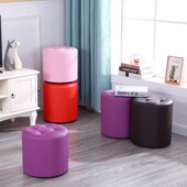 凳子家用客厅沙发凳门口换鞋 矮圆凳实木小板凳茶几墩子皮凳 凳时尚