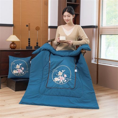 新中式车载抱枕被子两用二合一汽车用办公室午睡四季空调被子加厚