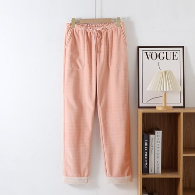 秋冬情侣双面加长版法兰绒睡裤190男女高个加厚保暖复合绒家居裤