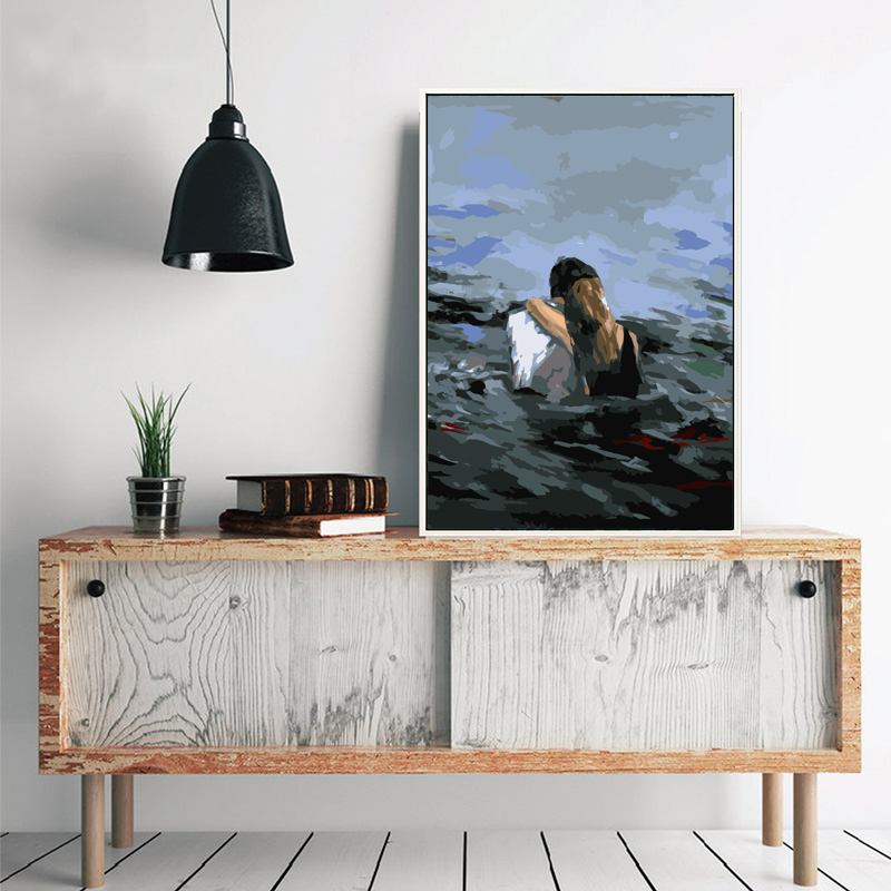 DIY数字油画情侣油彩画手工解闷填色装饰画北欧丙烯小众挂画纪念图片