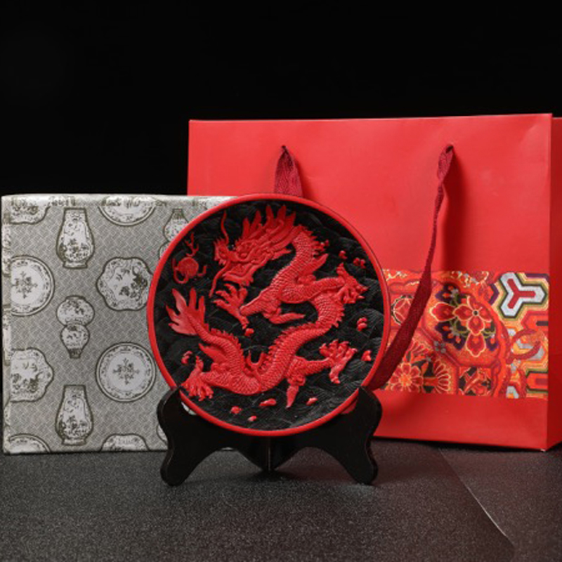 北京特色工艺品漆雕家居摆件雕漆复古剔红漆器盘子送老外特色礼物