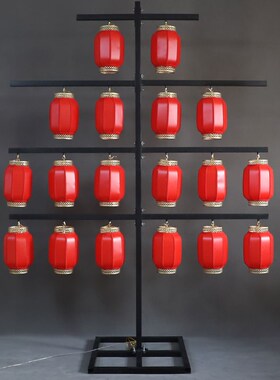 中式婚庆道具红灯笼铁艺屏风装饰摆件汉唐婚礼背景布置宫灯路引架