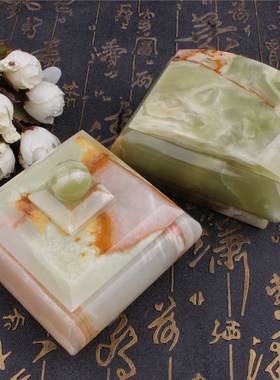 天然玉石小盒子带盖家居烟灰缸首饰盒摆件高档玉石宝盒求婚戒指盒