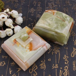 天然玉石小盒子带盖家居烟灰缸首饰盒摆件高档玉石宝盒求婚戒指盒