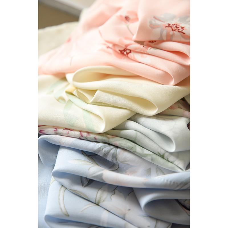 清爽人棉 带罩杯睡衣套装 女士短袖七分裤 长袖长裤家居服两件套