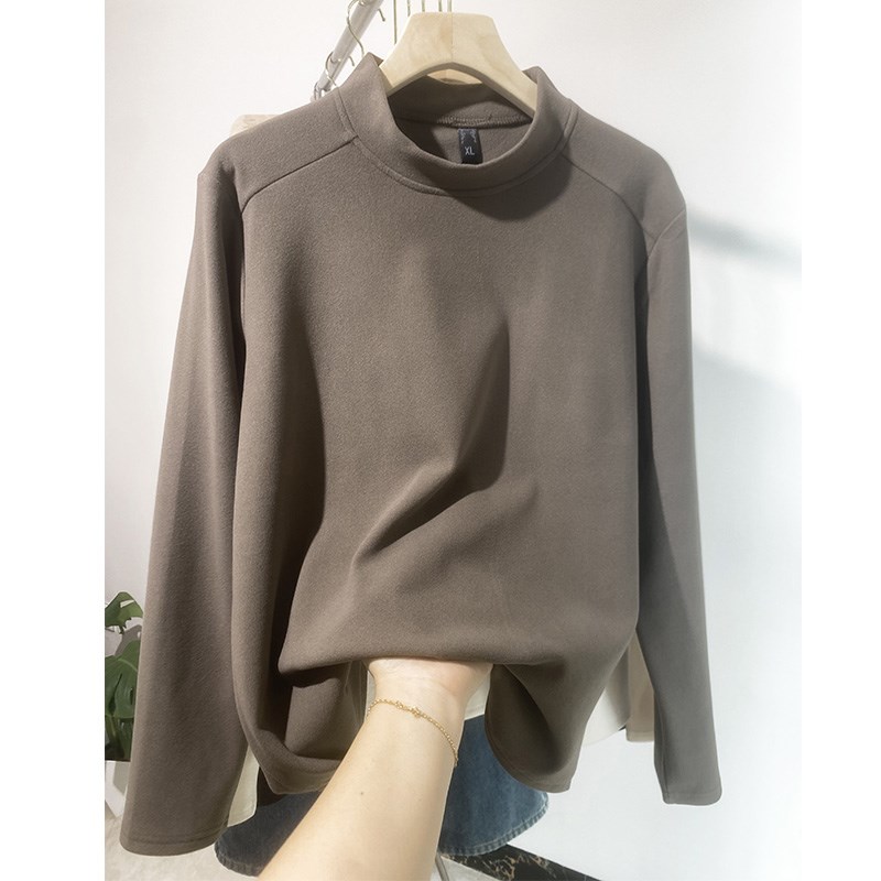 大码打底衫2024新款秋冬女装德绒保暖上衣220斤胖mm宽松洋气遮肚