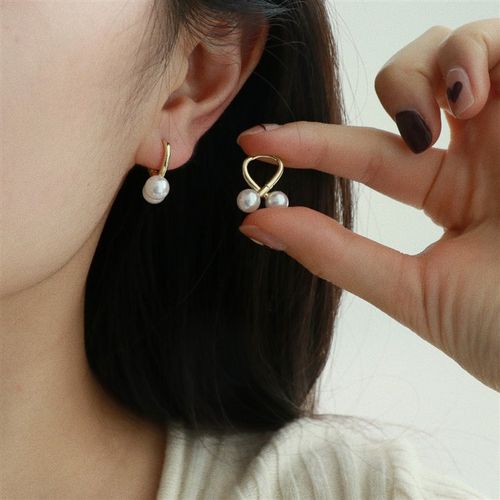 srrmhyn复古交叉珍珠耳环女2024新款潮时尚气质耳扣简约个性耳钉