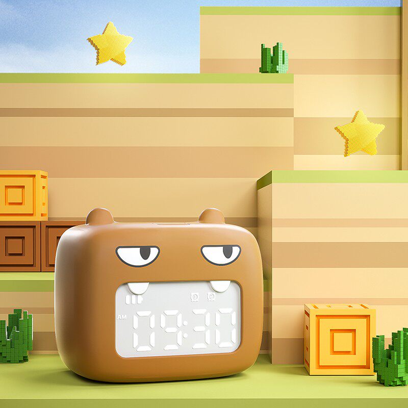 会说话小闹钟学生用计时器儿童男孩卧室专用智能电子时钟起床神器