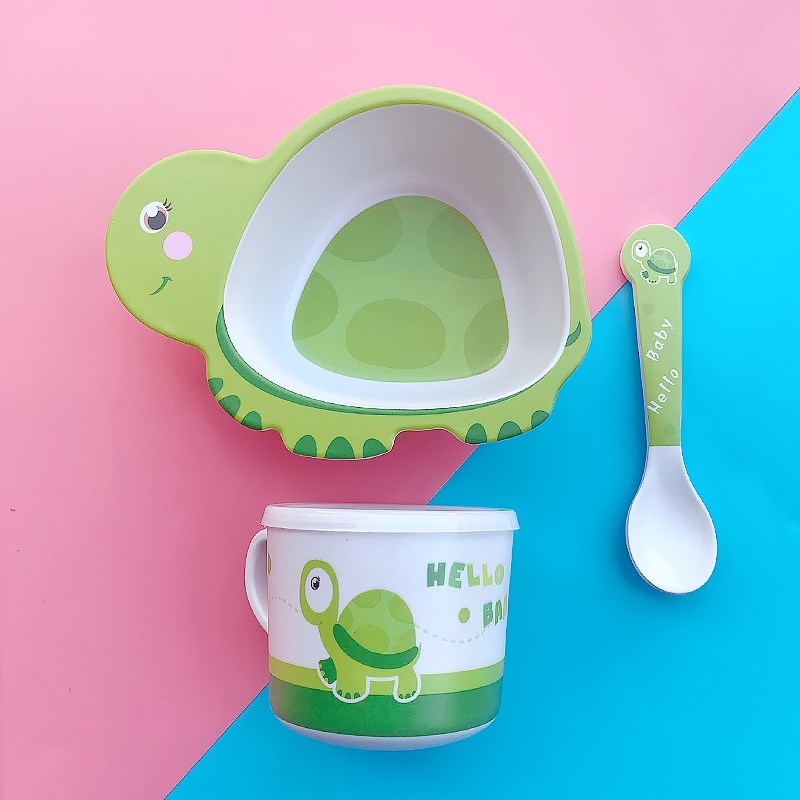 可爱小乌龟儿童餐具套装小孩子卡通碗幼儿园分格宝宝餐盘儿童碗勺