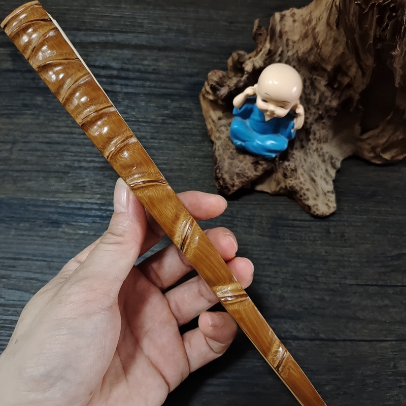 老艺人制作文玩宣纸摺扇95寸老菸杆罗汉竹十三太保扇骨去皮留节