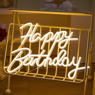 生日快乐发光霓虹灯牌led装饰灯happybirthday派对场景布置氛围灯
