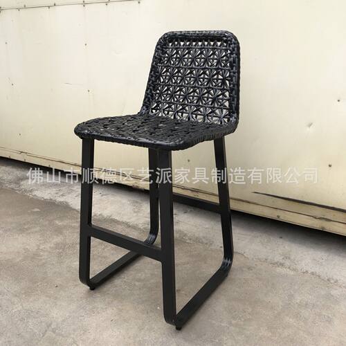 北欧简约靠背餐厅酒吧前台接待高脚凳户外休闲藤艺吧椅酒吧椅子